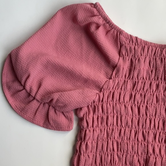 btween Pink Puff Sleeve Smocked Top - Picture 3 of 7